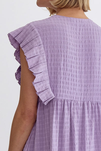 Lavender Textured V-Neck Dress