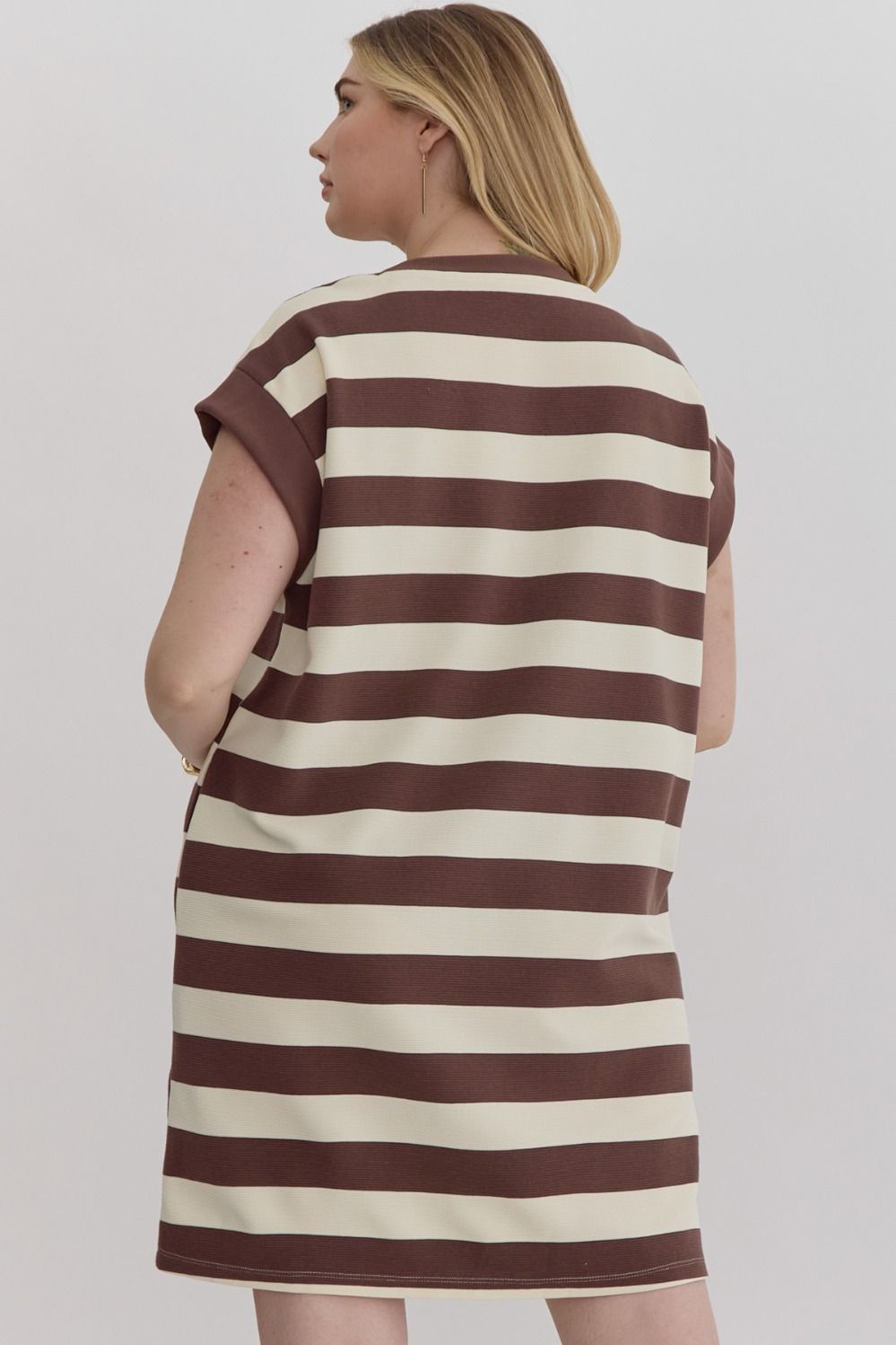 Brown / Striped Sleeveless Mini Dress