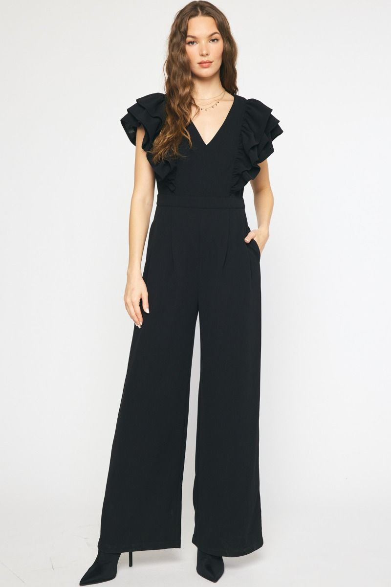 Black Romper Ruffle Sleeve