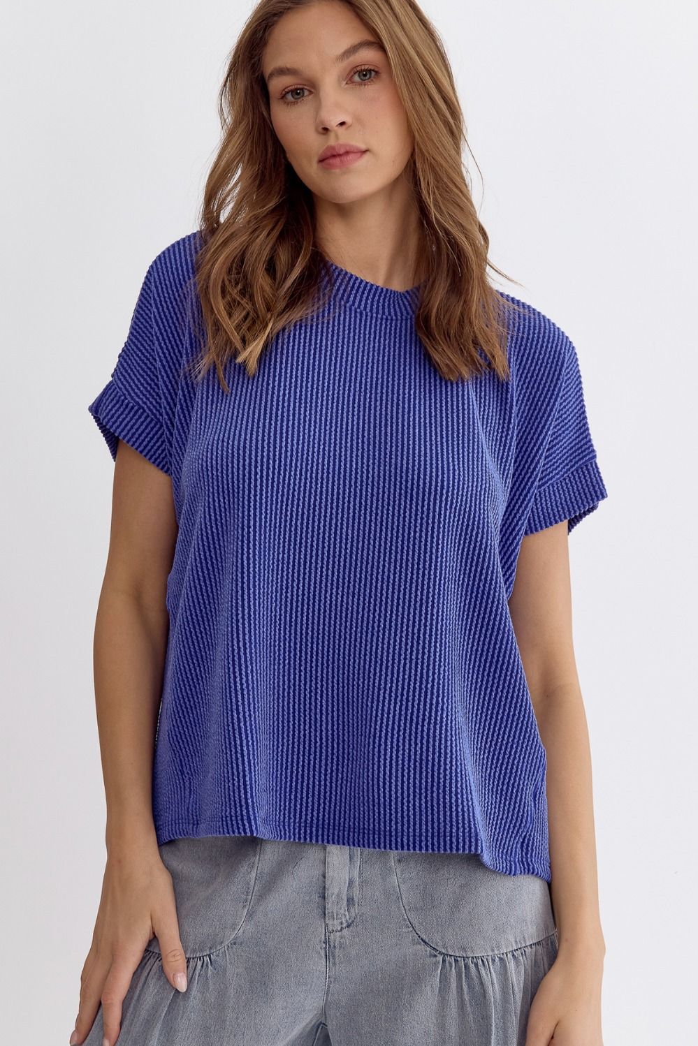 Royal Blue Ribbed Top