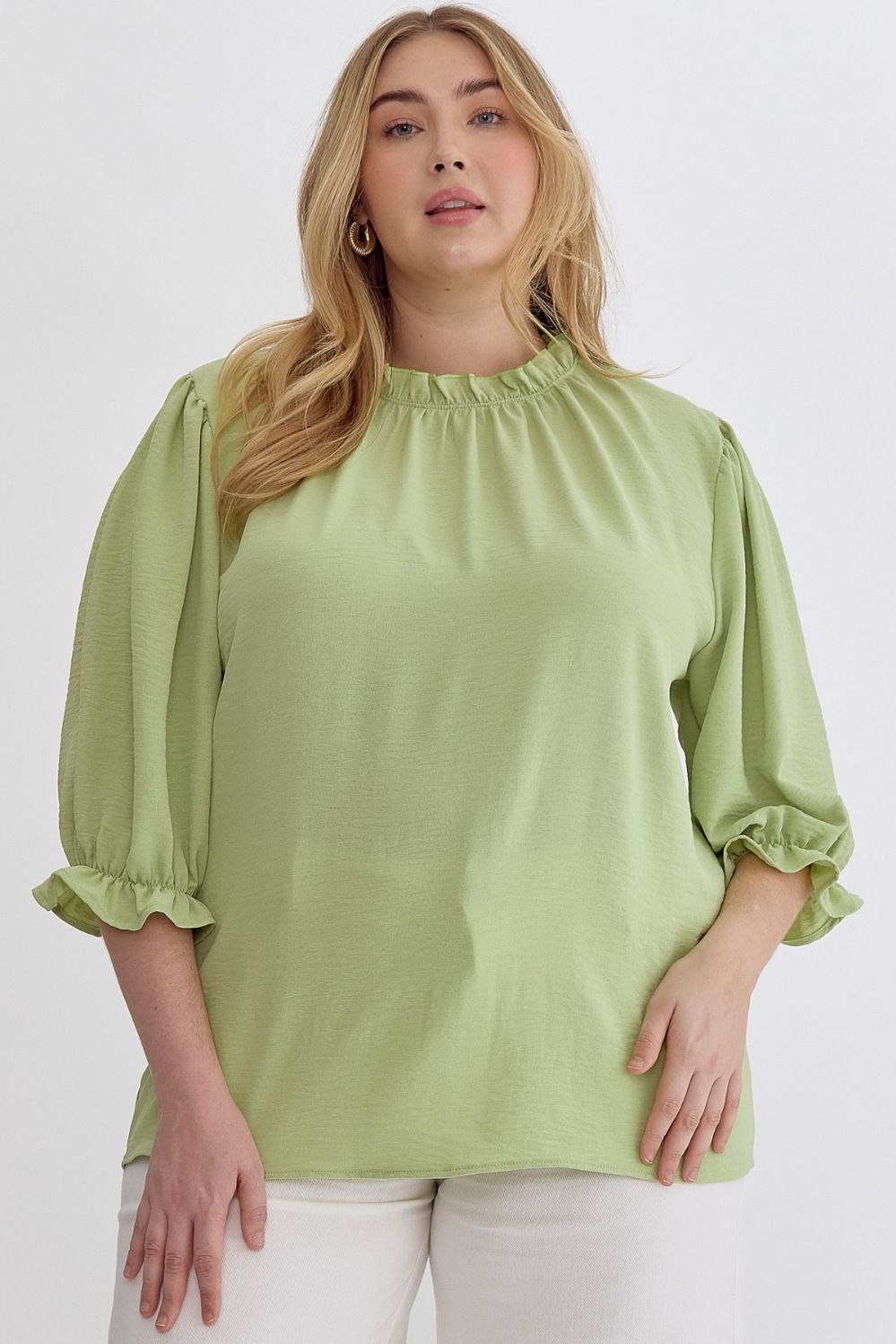 Solid Half Sleeve Mock Neck Top