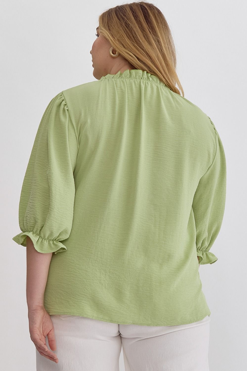 Solid Half Sleeve Mock Neck Top