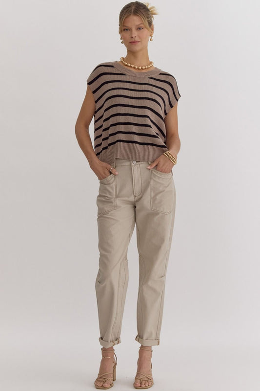 Stripe Black Brown Knit Sweater