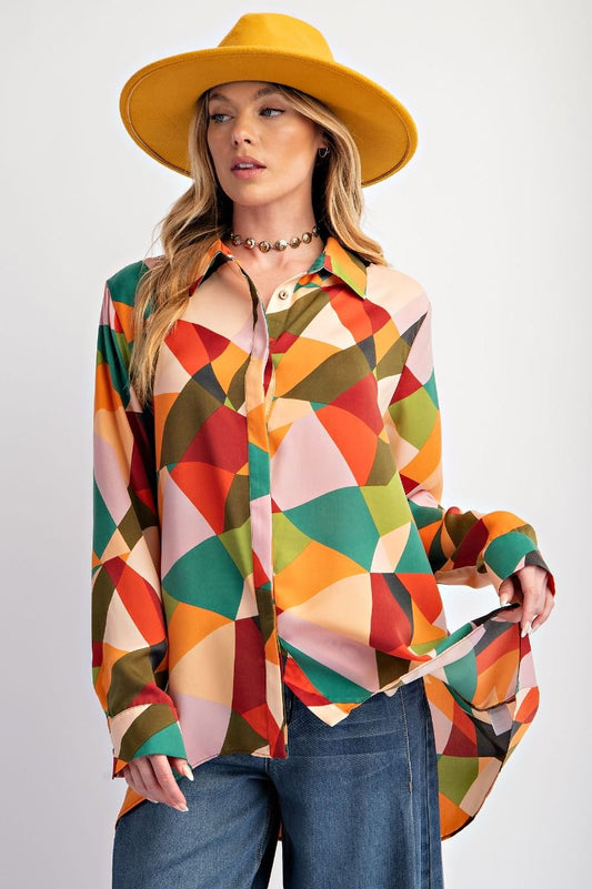 Mirabelle Multicolored Satin Top