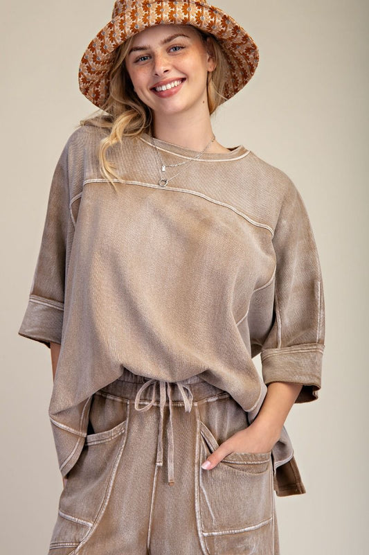 Washed Terry Knit Top