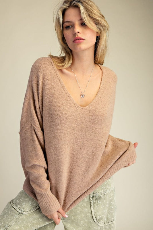 V Neck Knitted Sweater