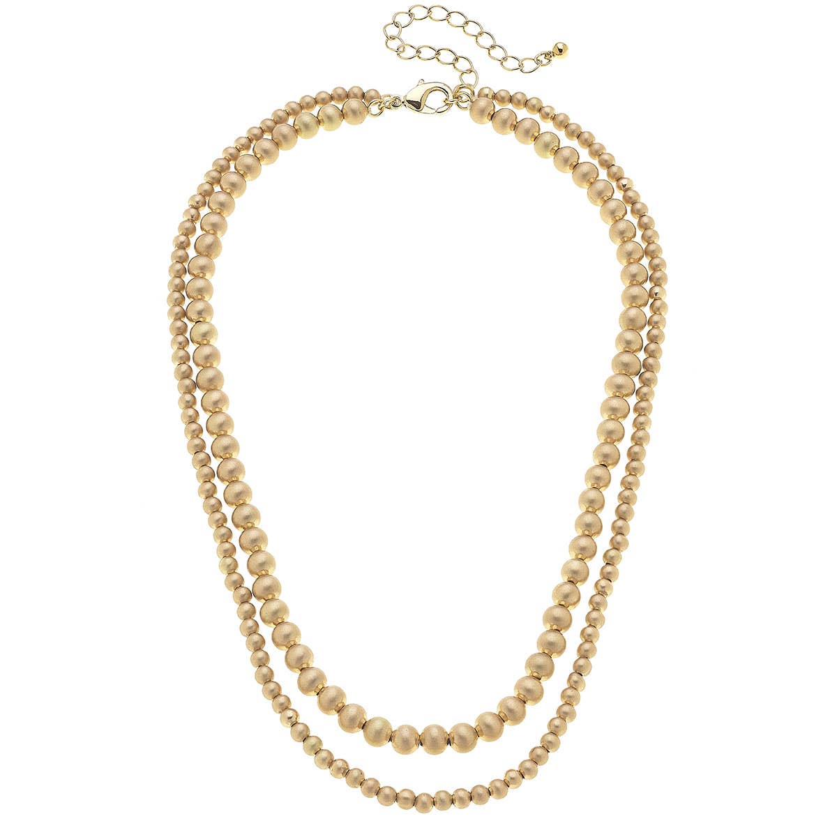 Canvas Style - Ember 2-Row Ball Bead Necklace: Satin Gold