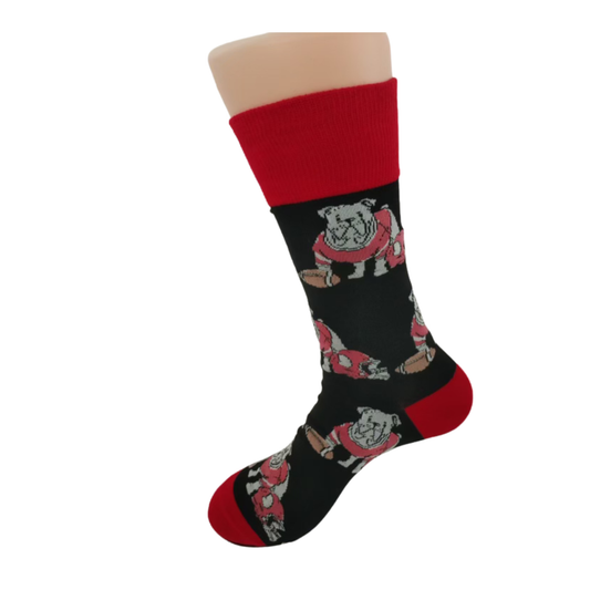 Barrel Down South - Black Bulldog GA State Shape Socks
