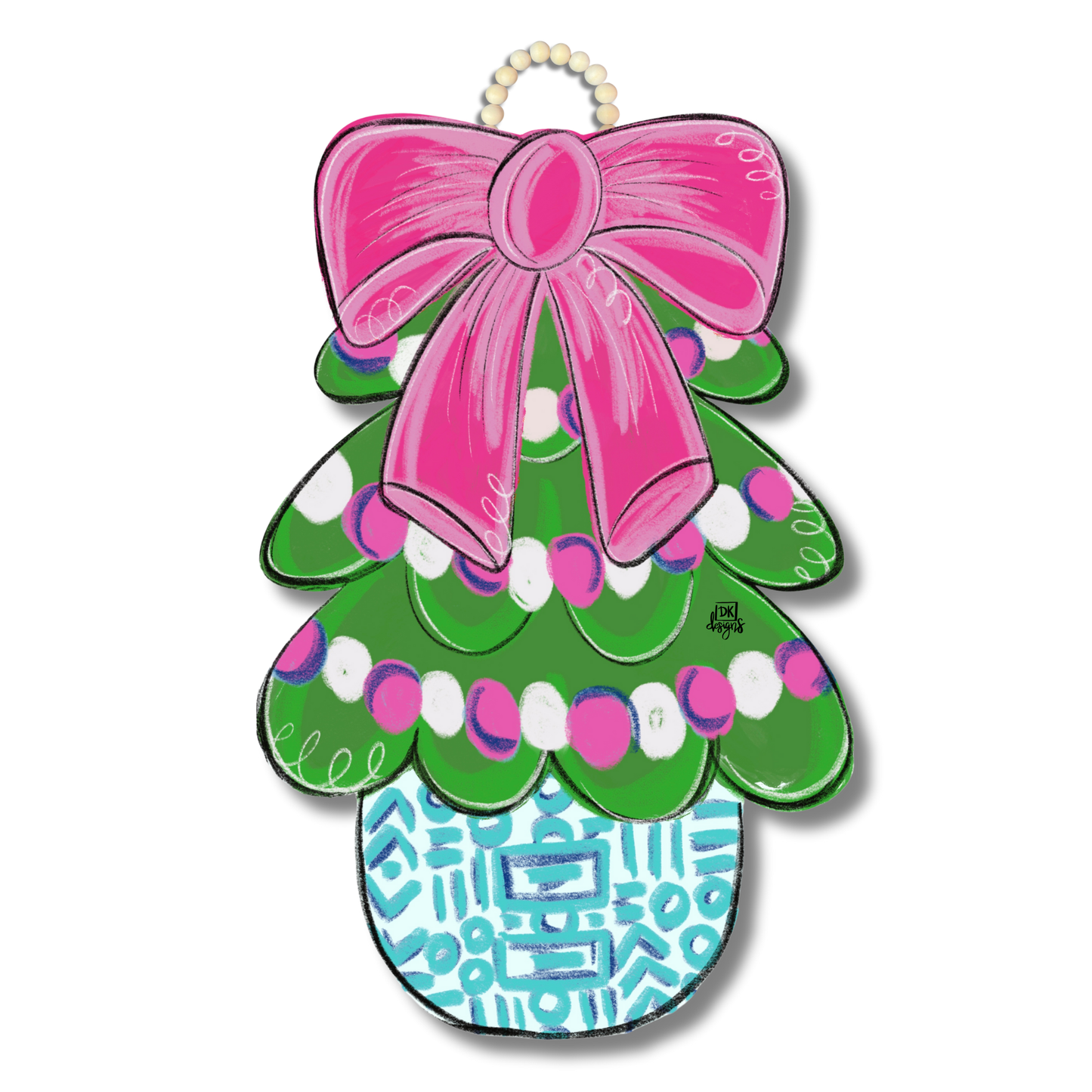 Pink Chinoiserie Tree Door Hanger