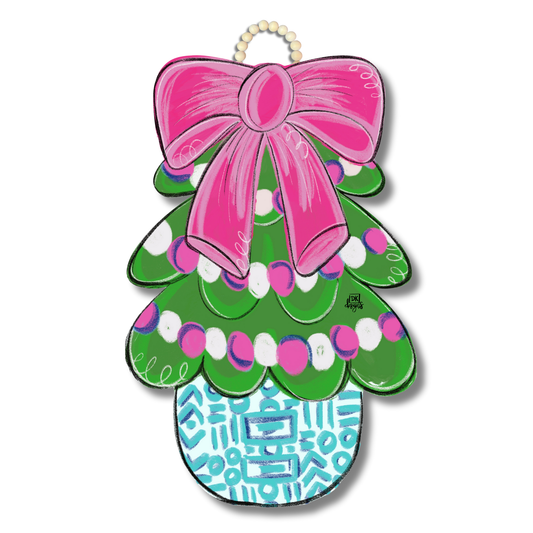 Pink Chinoiserie Tree Door Hanger