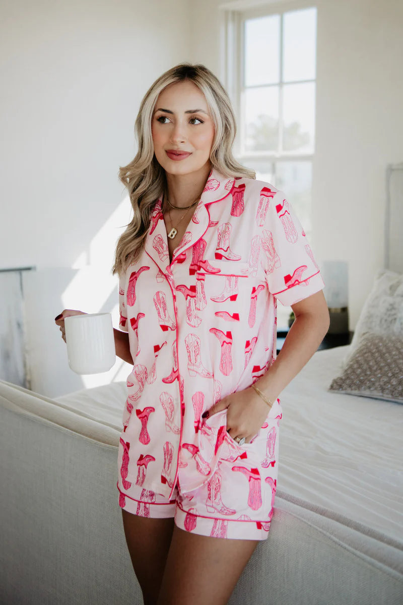 Light Pink Western Boots Pajamas for Women