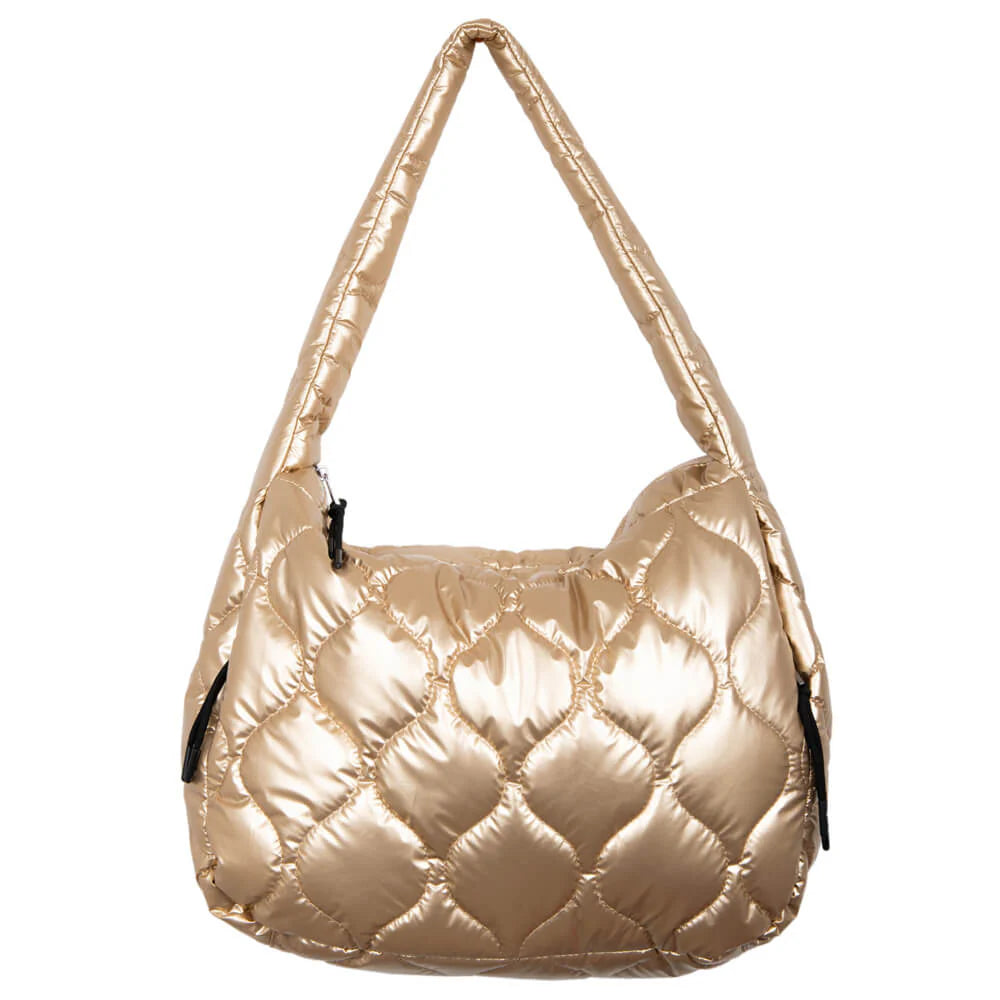 Metallic Gold Wave Quilted Hobo Bag