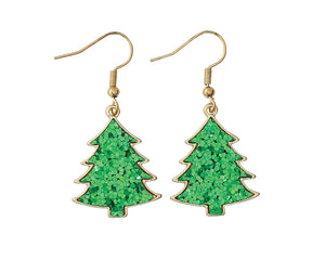 Periwinkle Green Sequin Tree Earrings