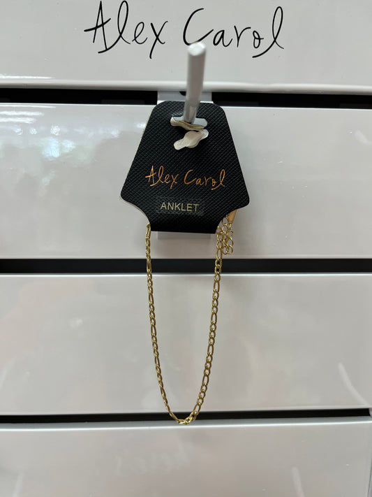 Gold Tone Paperclip Anklet A23170