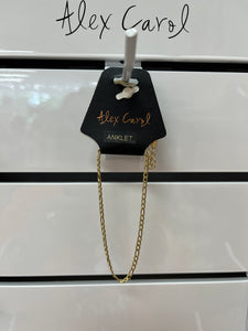Gold Tone Paperclip Anklet A23170