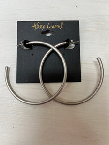 Silver Matte Non-Tarnish Water Resistant Hoop Earrings E23142 E23134 E23126