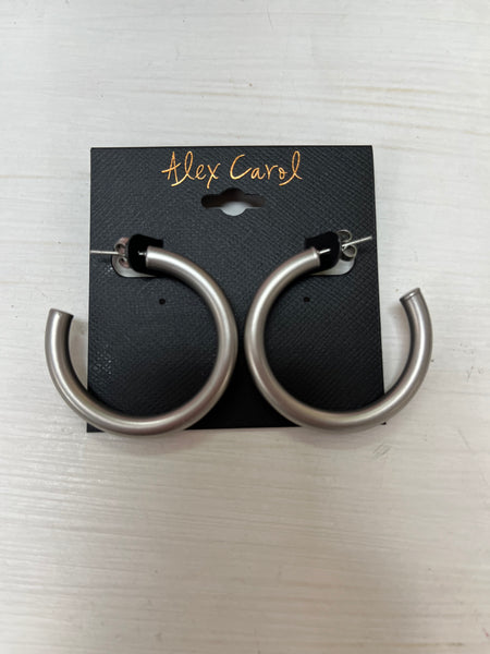 Silver Matte Non-Tarnish Water Resistant Hoop Earrings E23145 E23138 E23130