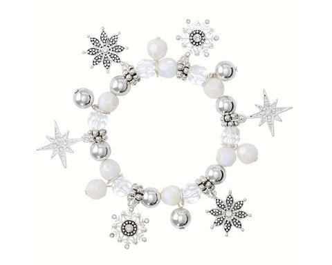 Periwinkle Snowflake Beaded Bracelet