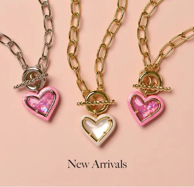 Ari Heart Enml Frm Chn Necklace gold pink irdscnt gltr