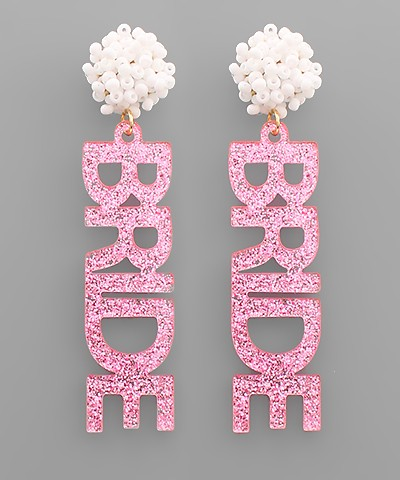 BRIDE Glitter Acrylic Earrings