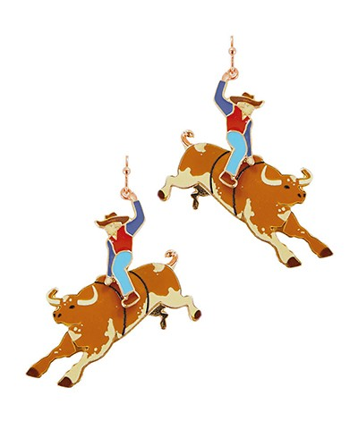 Bull Riding Enamel Earrings
