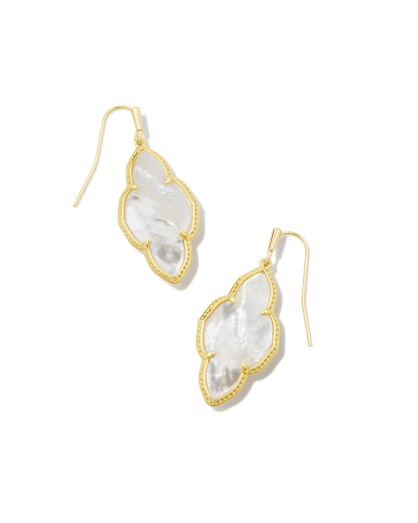 Abbie Gold Drop Earrings ivory mop