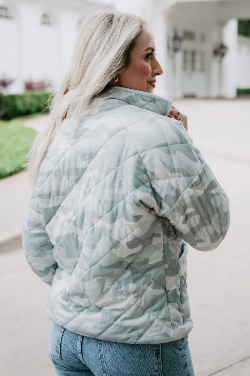 Muted Green Camo Women's Lightweight Quilted Jacket XXL