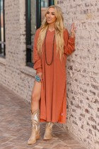 Rust Thermal Duster Dress
