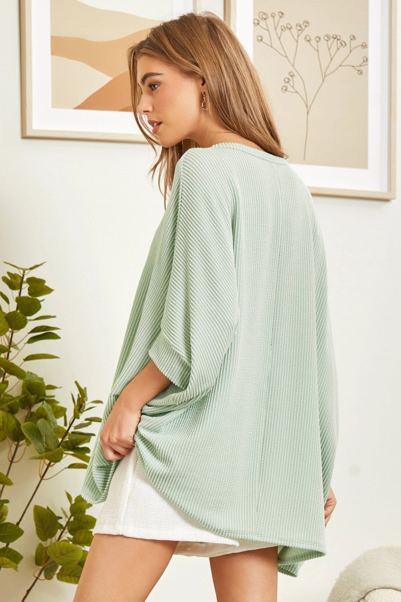 Mint Green / Ribbed Tunic Top