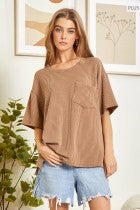 Mocha / Ribbed Tunic Top