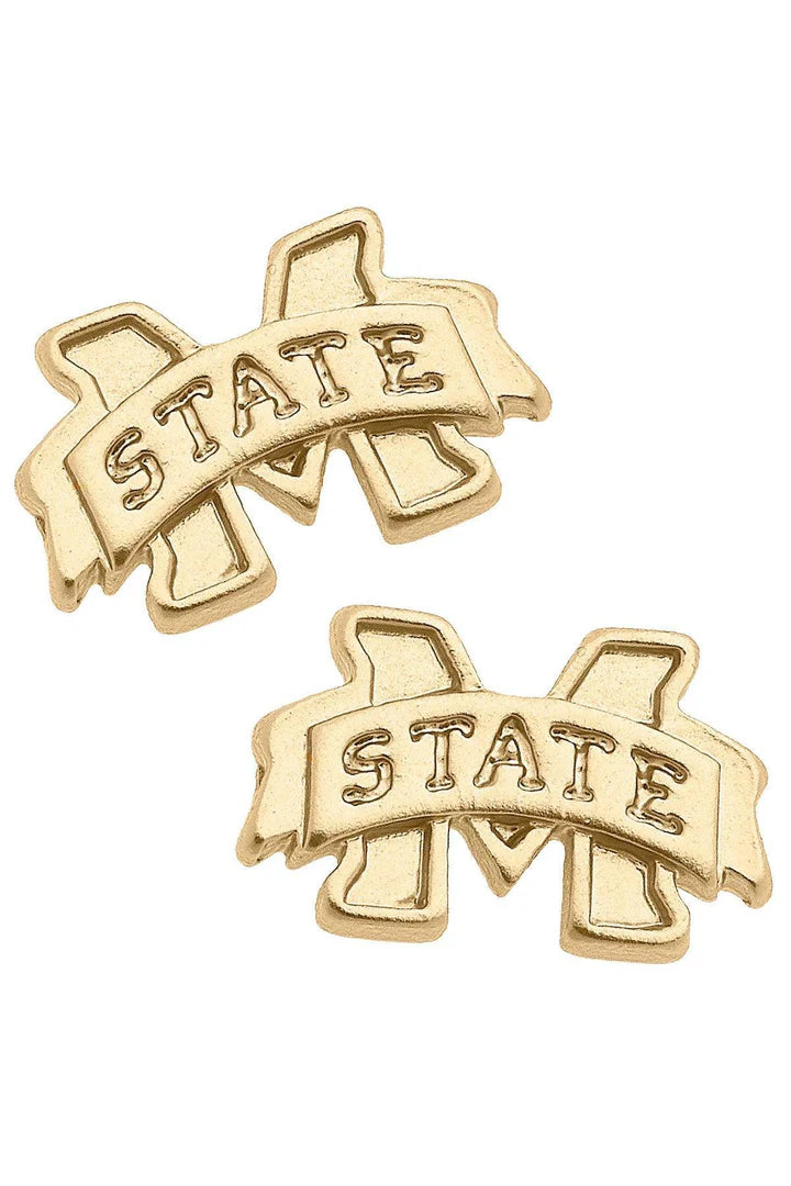 Mississippi State Bulldogs 24K Gold Plated Stud Earrings