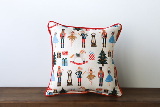 Nutcracker Pillow w/Red Piping