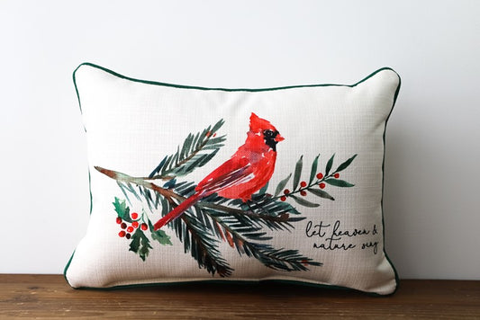 Cardinal on Branch Pillow