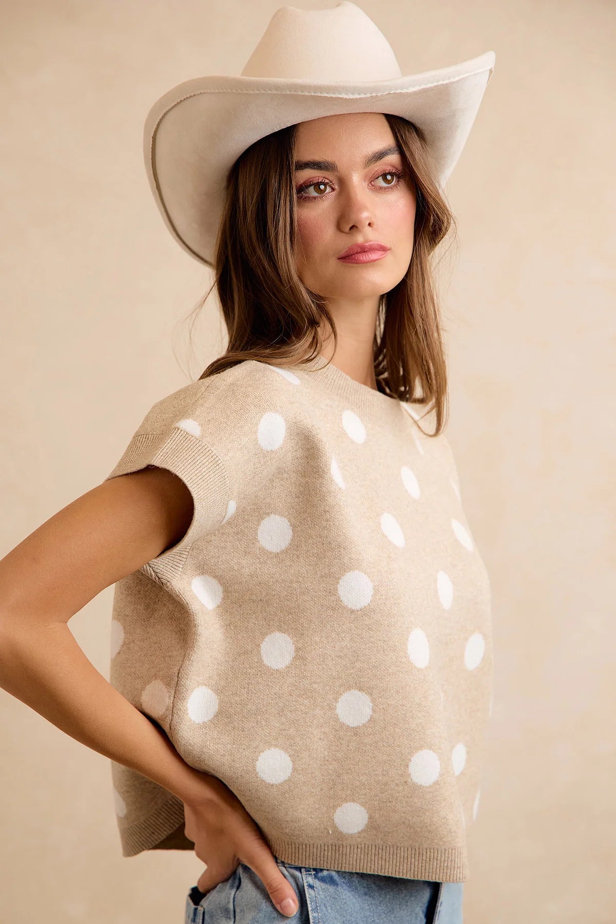 Polka Dot Knit Sleeveless Top