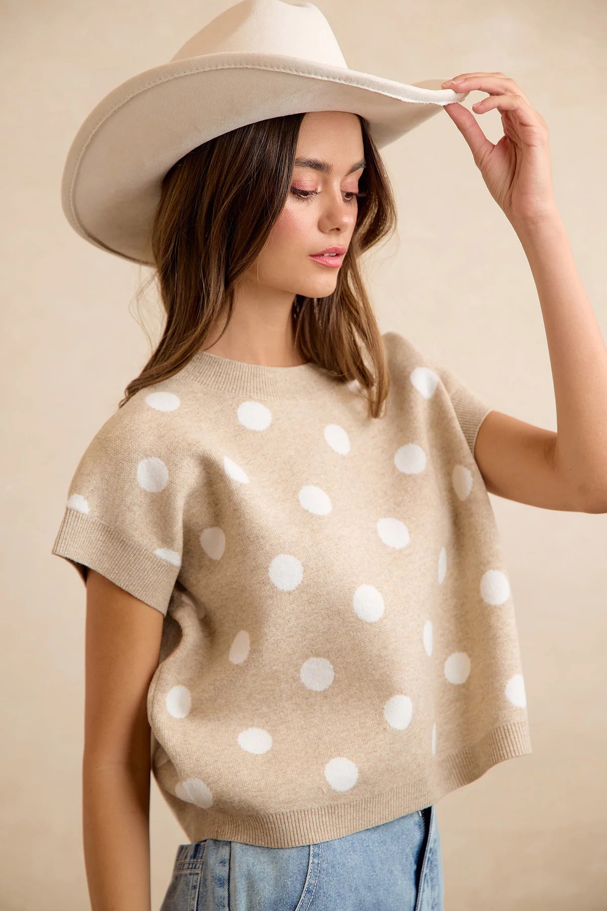 Polka Dot Knit Sleeveless Top