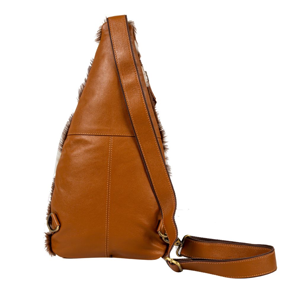 Cullom Trail Hair-on Hide Bucket Sling Bag in Brown