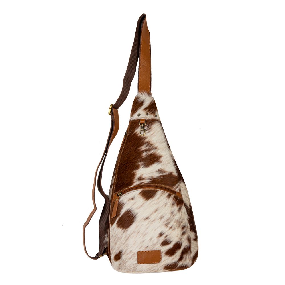 Cullom Trail Hair-on Hide Bucket Sling Bag in Brown