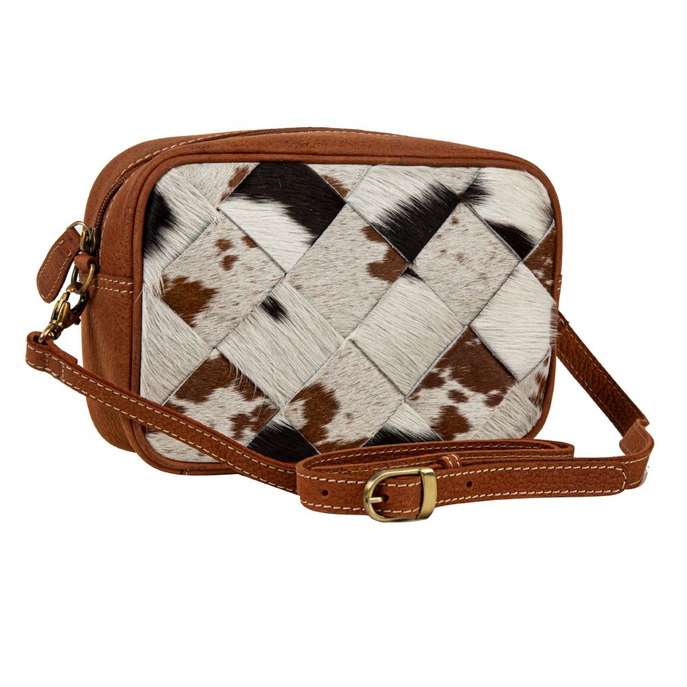 Pecos Rising Weave Pattern Hairon & Leather Bag