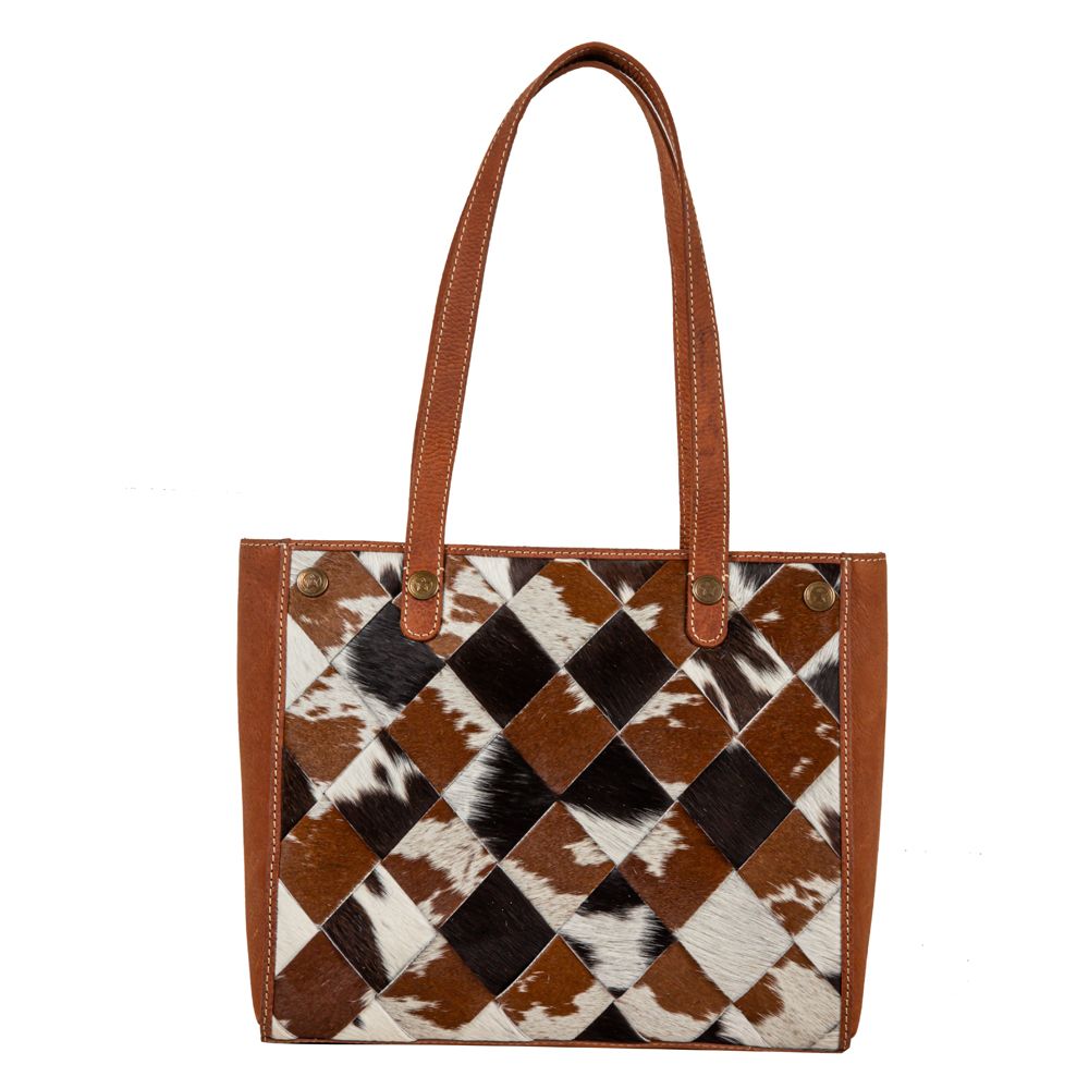 Pecos Rising Weave Pattern Leather & Hairon Bag