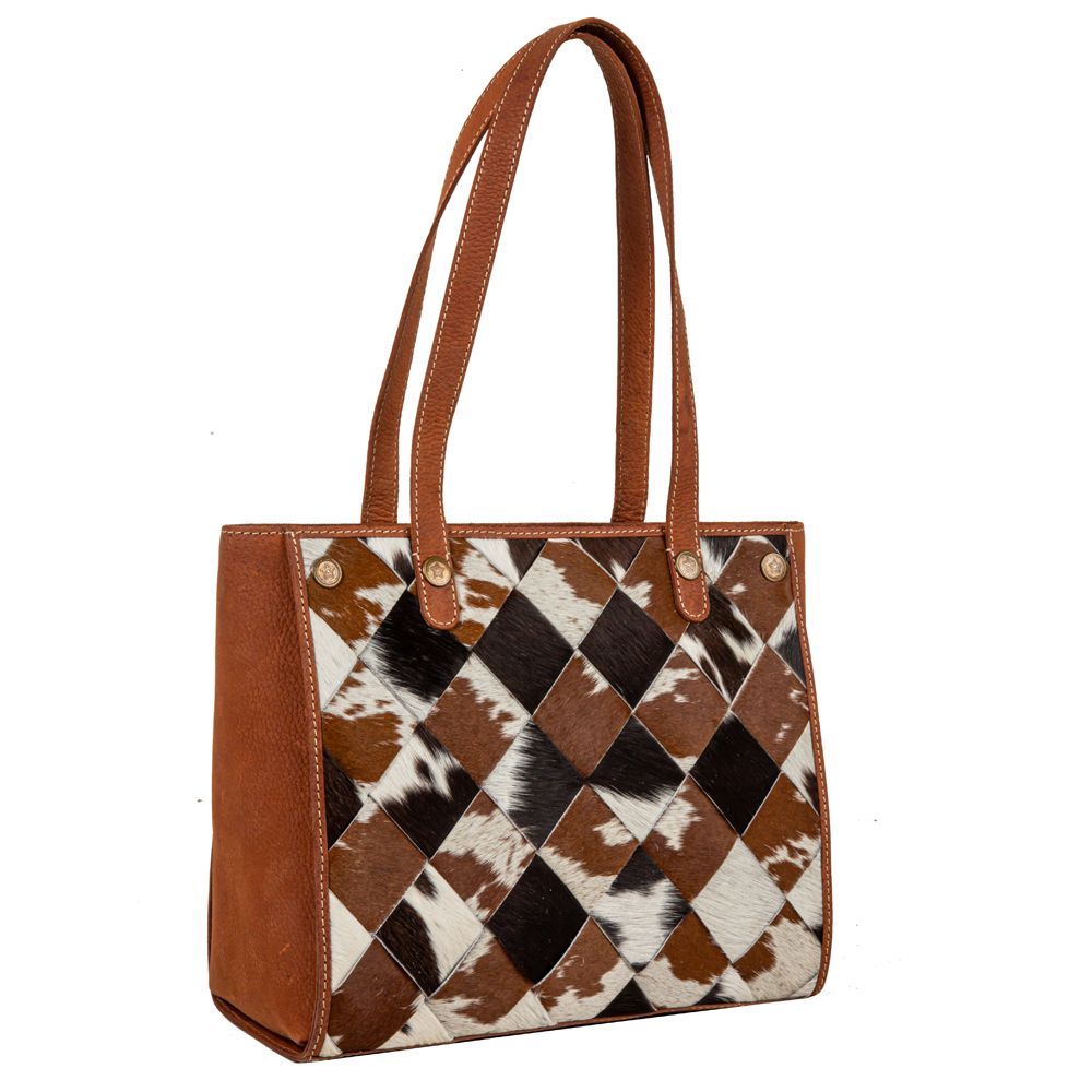 Pecos Rising Weave Pattern Leather & Hairon Bag