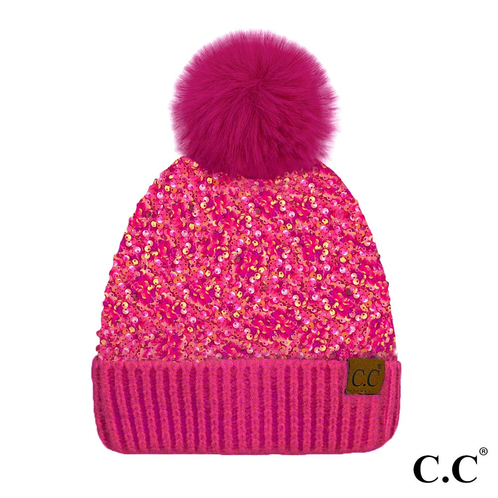 CC Beanie Sequin & Puff