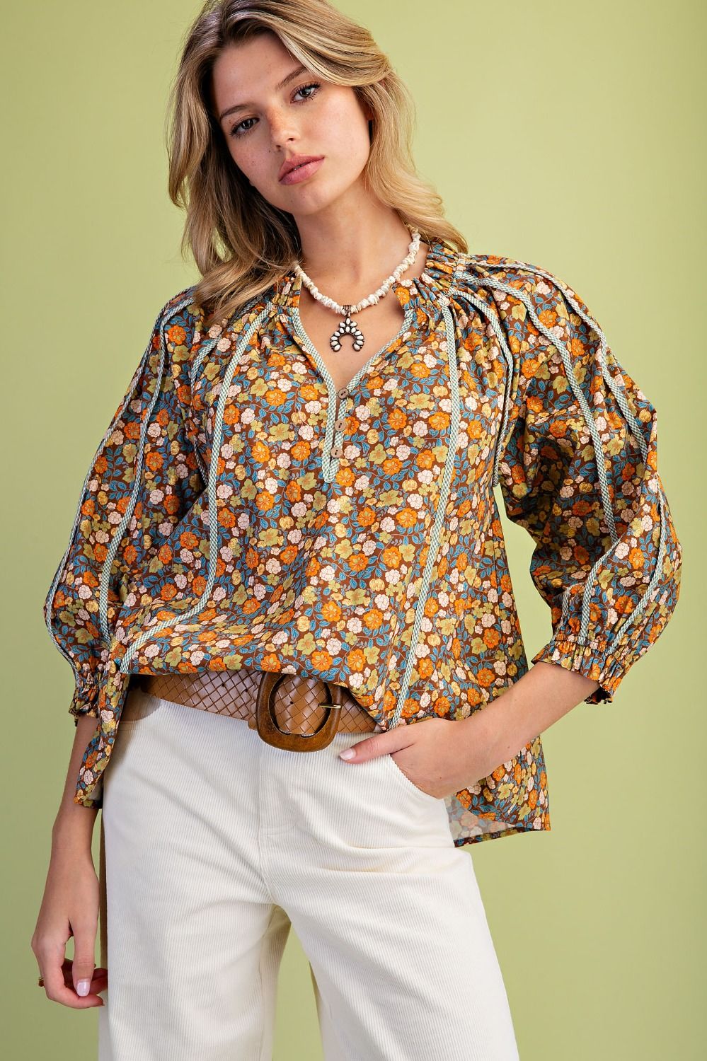 FLORAL COTTON POPLIN BLOUSE