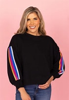 Sequin Stripe Sweatshirt - Black