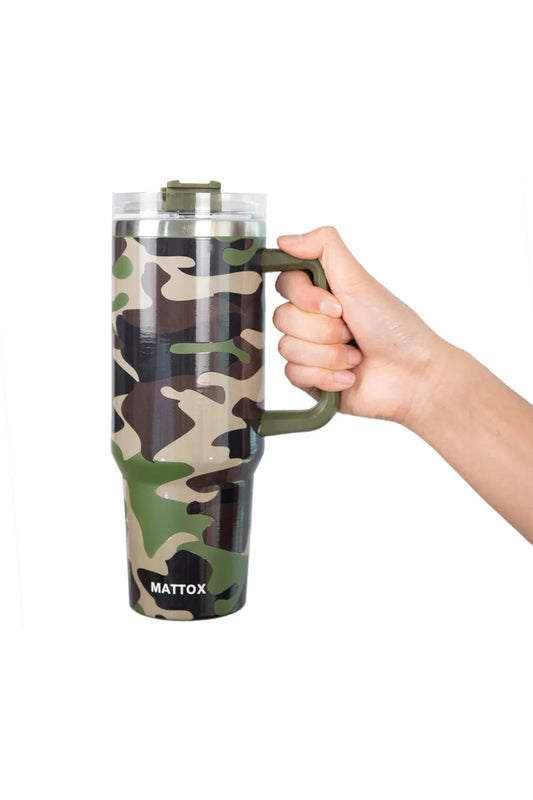 Camo Print Tumbler Cup with Handle