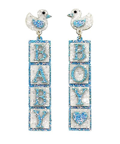 Glitter Gender Reveal Drop Earrings