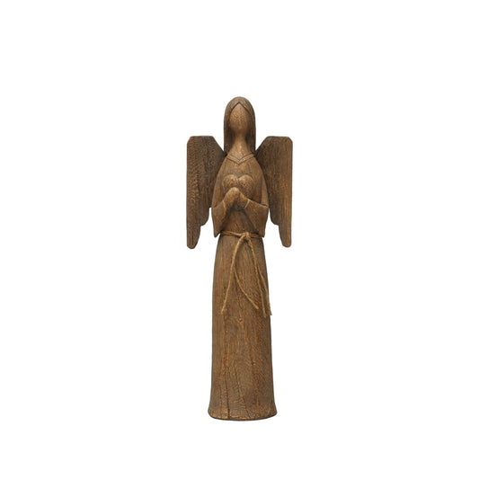 Resin Angel w/ Heart, Wood Finish