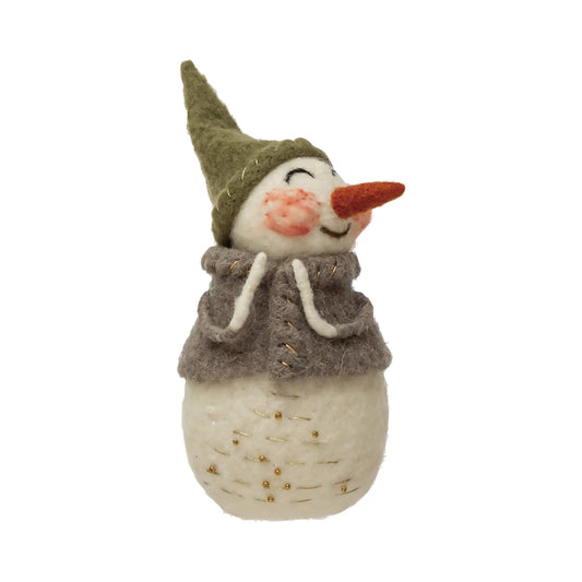 Wool Felt Snowman with Embroidery and Beads