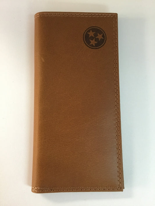 Tan Secretary Wallet Embossed Tri-Star