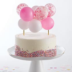 Balloon Cake Topper - Pink/White