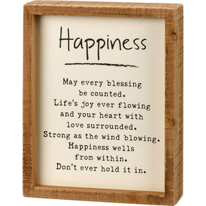 Inset Box Sign - Happiness